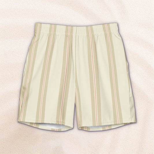 Cream Regatta Stripe Eco-Friendly Swim Trunks