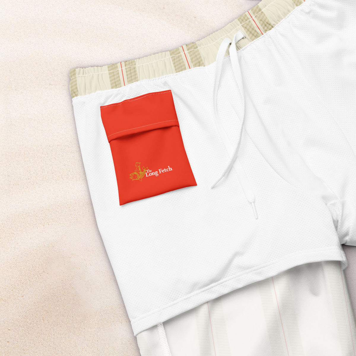 Cream Regatta Stripe Eco-Friendly Swim Trunks