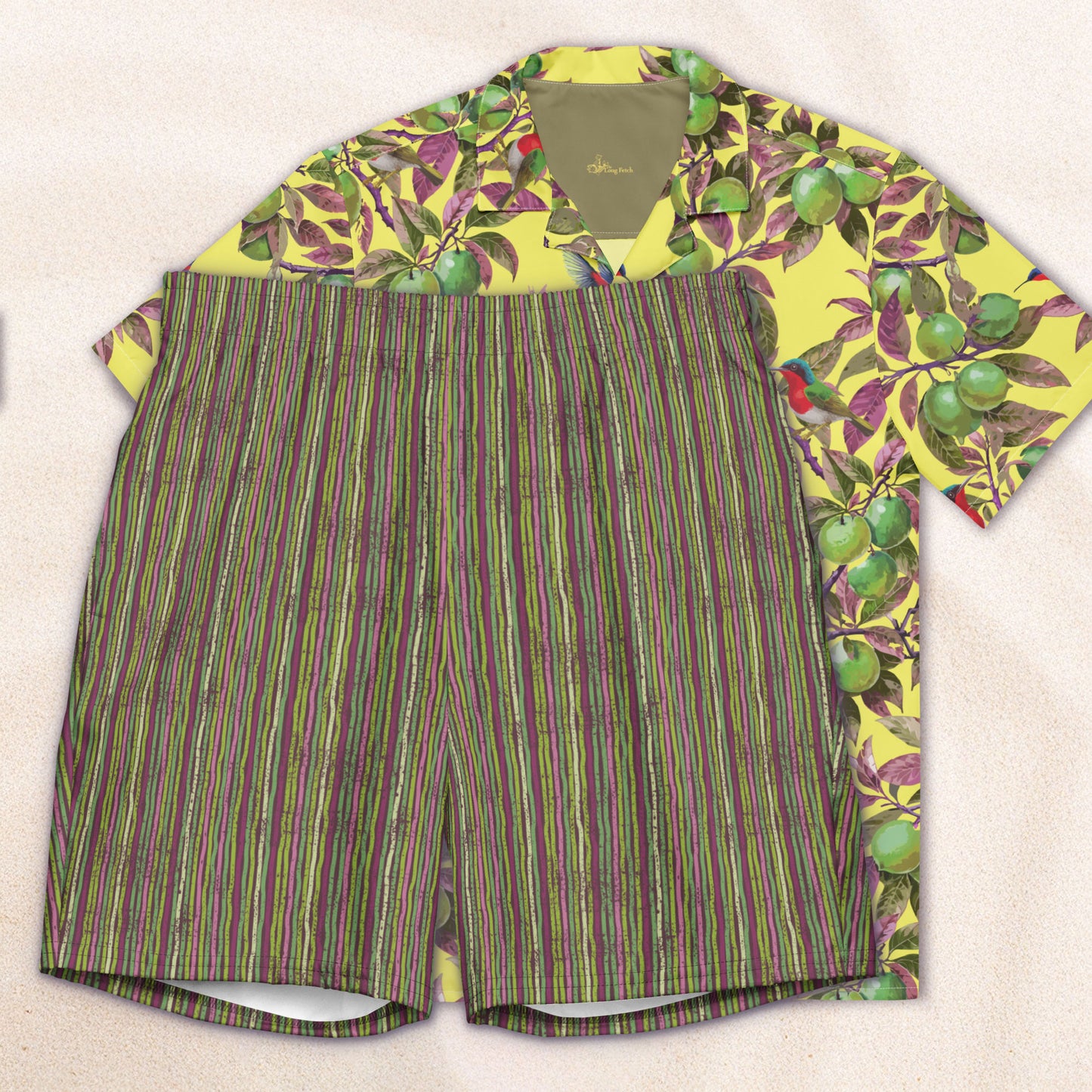 CItrus Grove Distressed Stripe Conservation Swim Trunks – African Violet