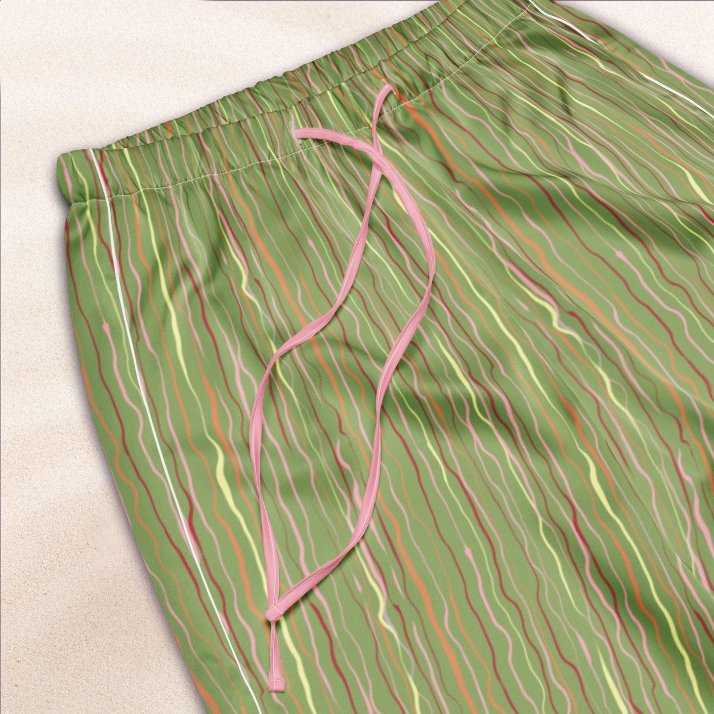 Tropicalia Stripe Pajama Pants – Dark Grass with Shell Pink