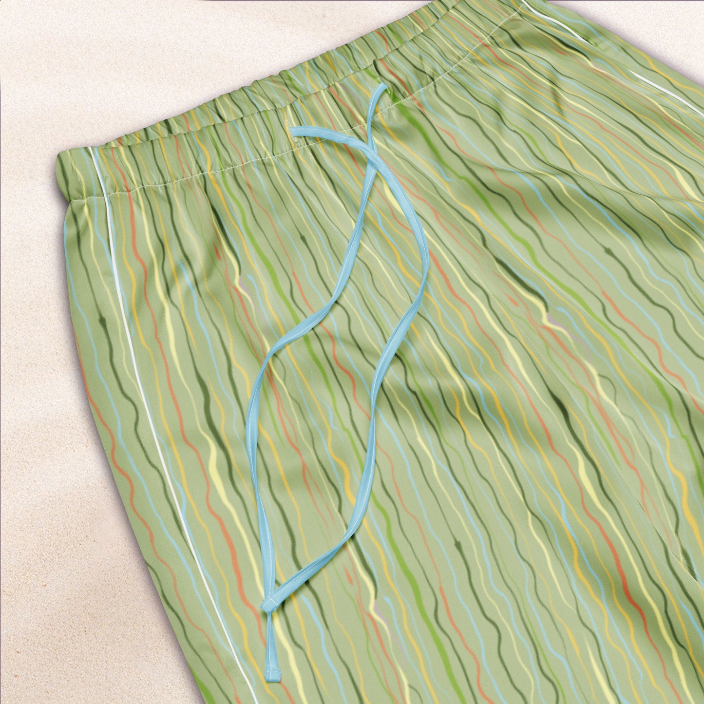 Tidal Stripe Lounge Pants – Light Grass with Sky Blue