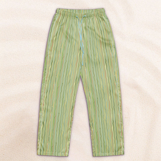 Tropicalia Stripe Pajama Pants – Light Grass with Sky Blue