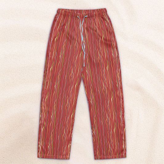Tropicalia Stripe Pajama Pants – Rust Red