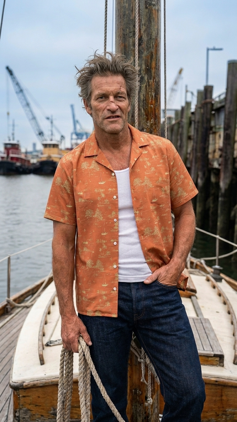 Seaside Toile Tropical Shirt – Rust and Moss