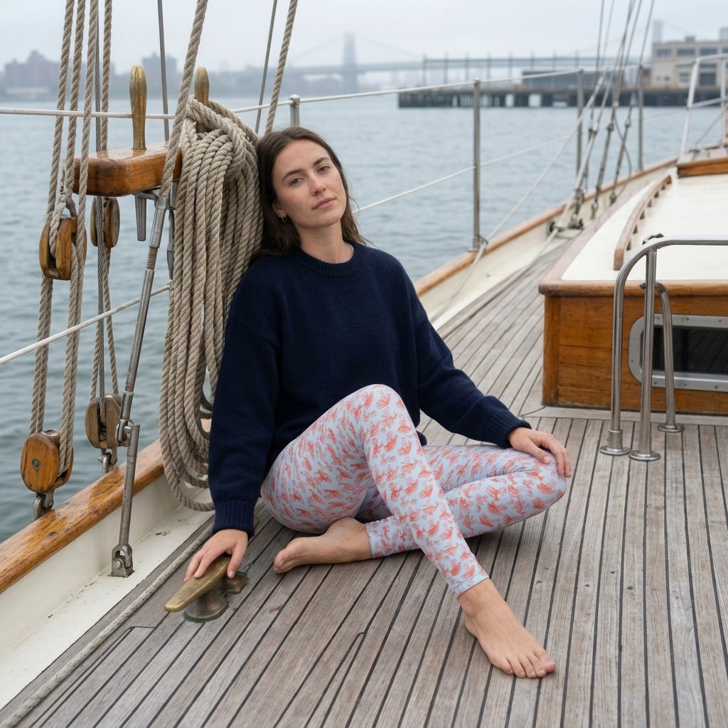 The Cat's Fish Deck Leggings with Pockets – Periwinkle Blue