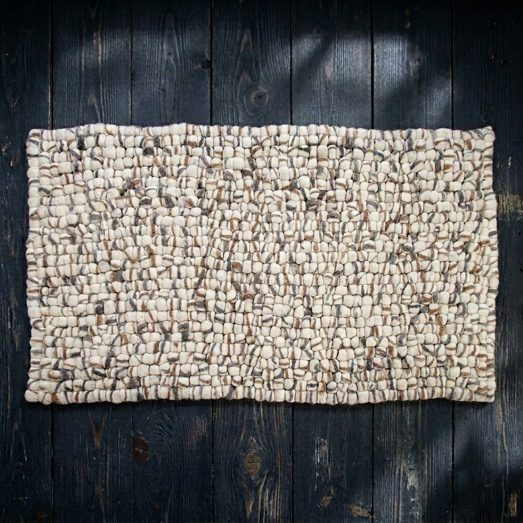 The Pebble — Handmade Wool Felt Rug in Driftwood