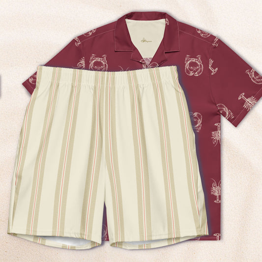 Cream Regatta Stripe Eco-Friendly Swim Trunks