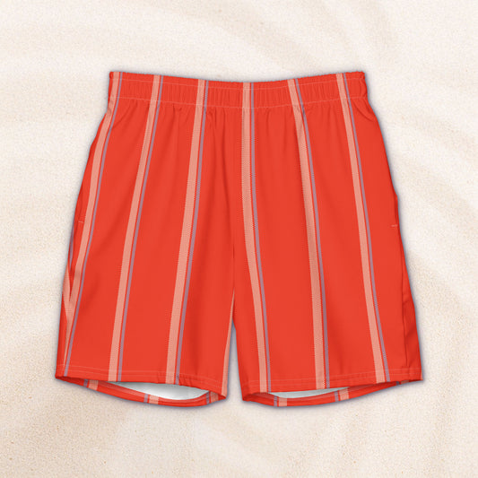 Red Taxi Stripe Eco-Friendly Swim Trunks
