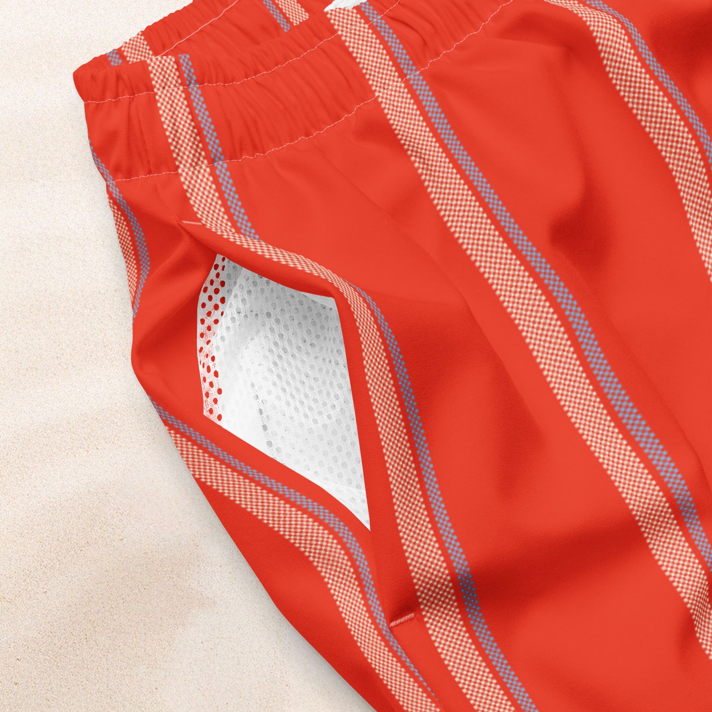 Red Taxi Stripe Eco-Friendly Swim Trunks