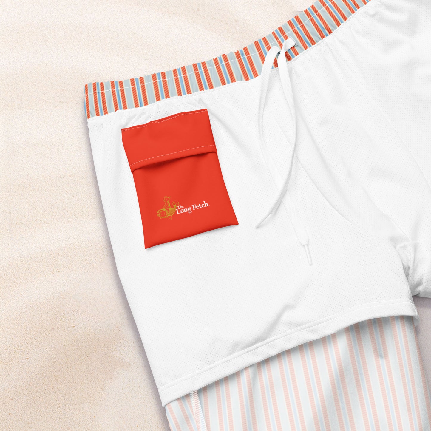 Red Regatta Stripe Eco-Friendly Swim Trunks