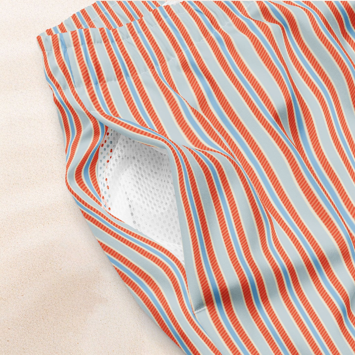 Red Regatta Stripe Eco-Friendly Swim Trunks
