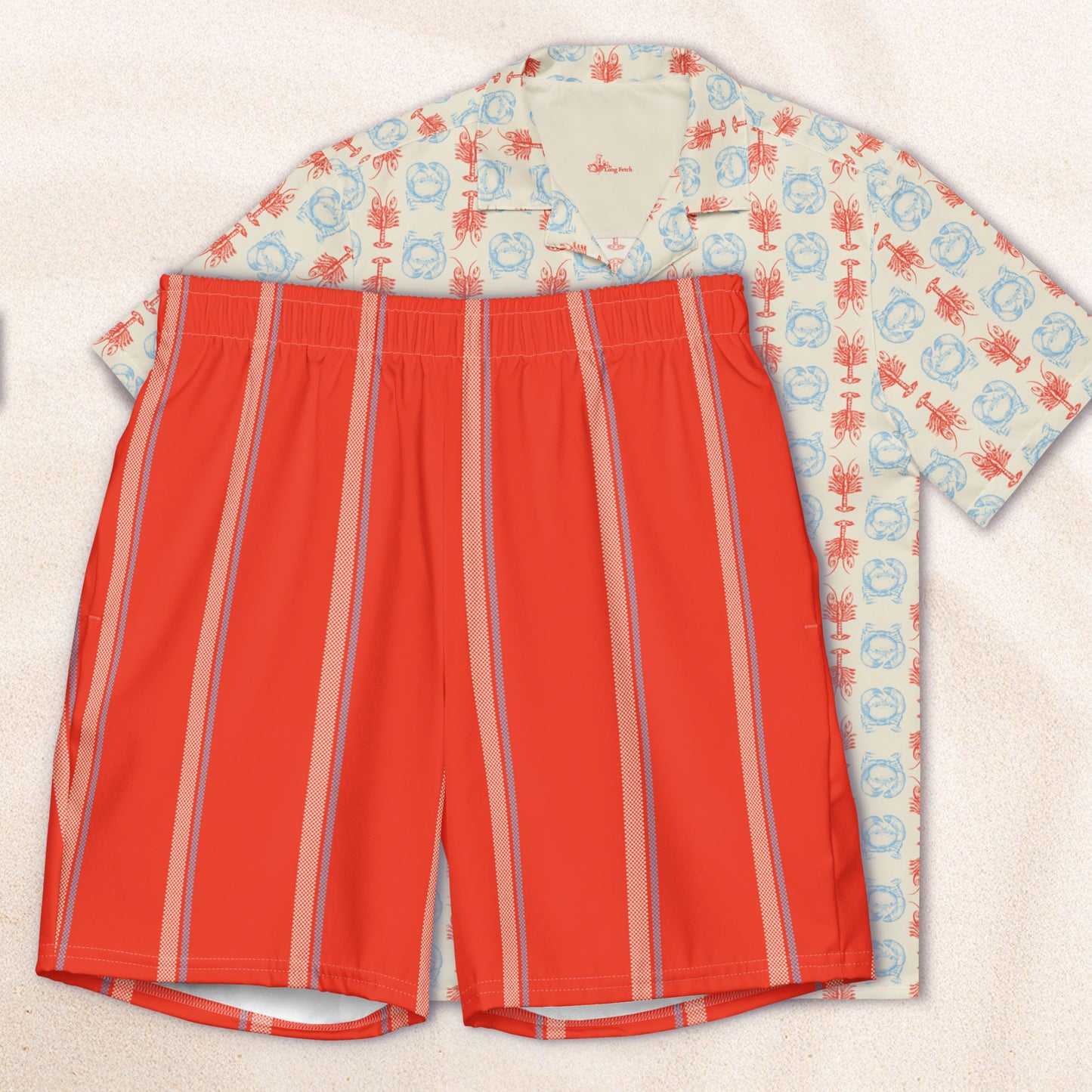 Red Taxi Stripe Eco-Friendly Swim Trunks