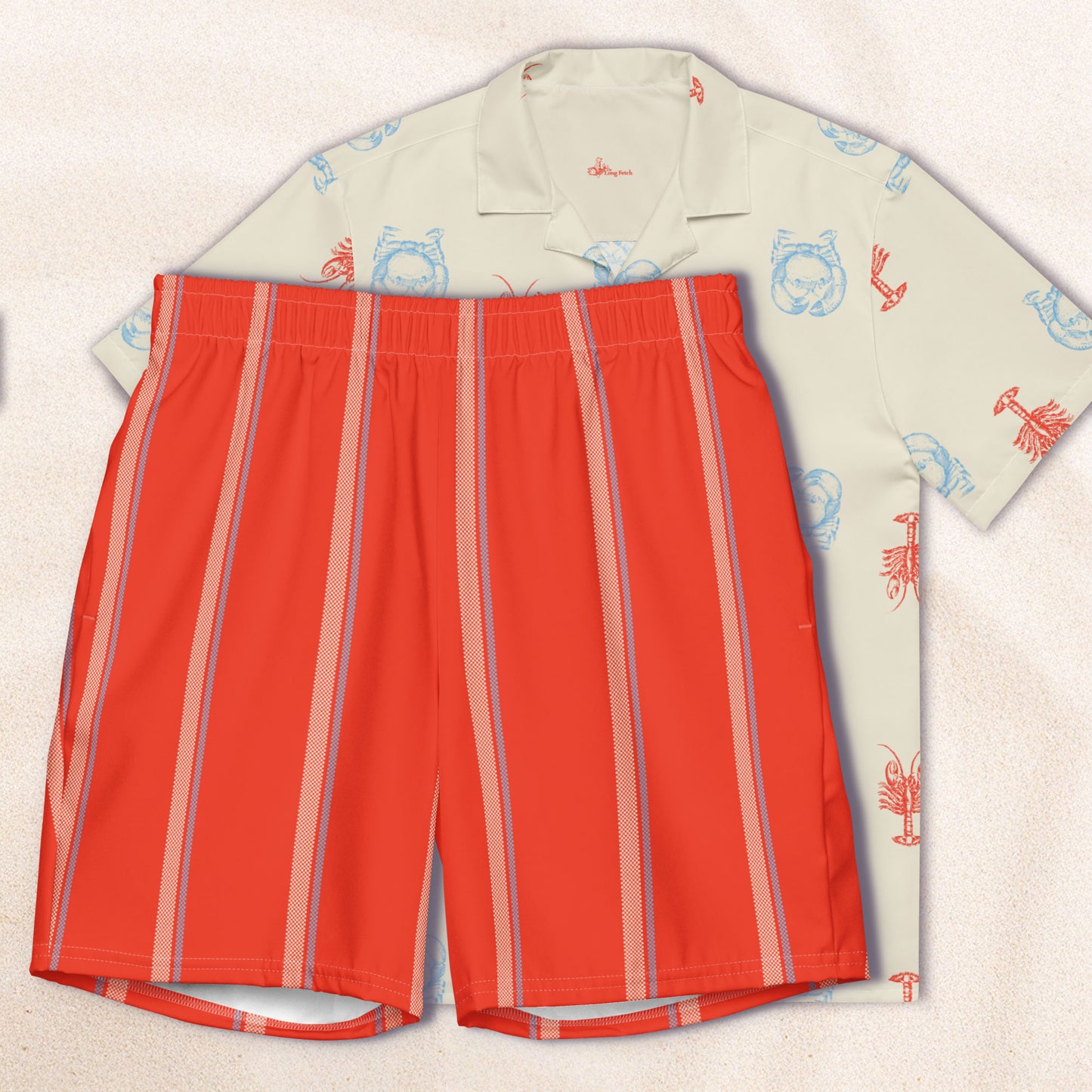 Red Taxi Stripe Eco-Friendly Swim Trunks