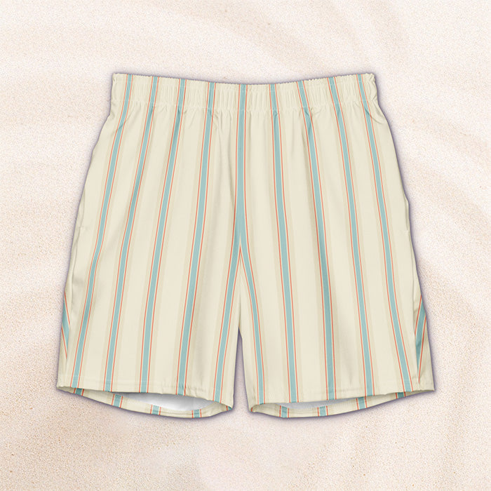 Blue and Cream Regatta Stripe Eco-Friendly Swim Trunks