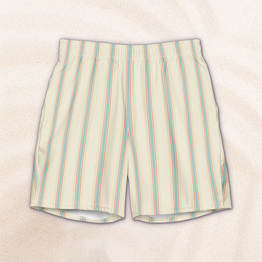 Blue and Cream Regatta Stripe Eco-Friendly Swim Trunks
