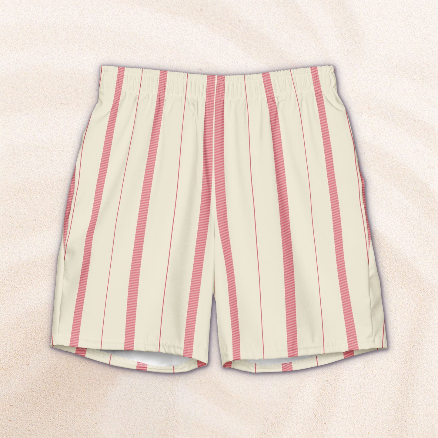 Salmon Taxi Stripe Eco-Friendly Swim Trunks