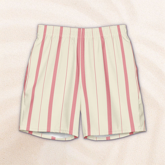 Salmon Taxi Stripe Eco-Friendly Swim Trunks