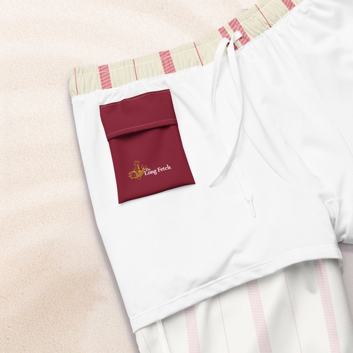 Salmon Taxi Stripe Eco-Friendly Swim Trunks