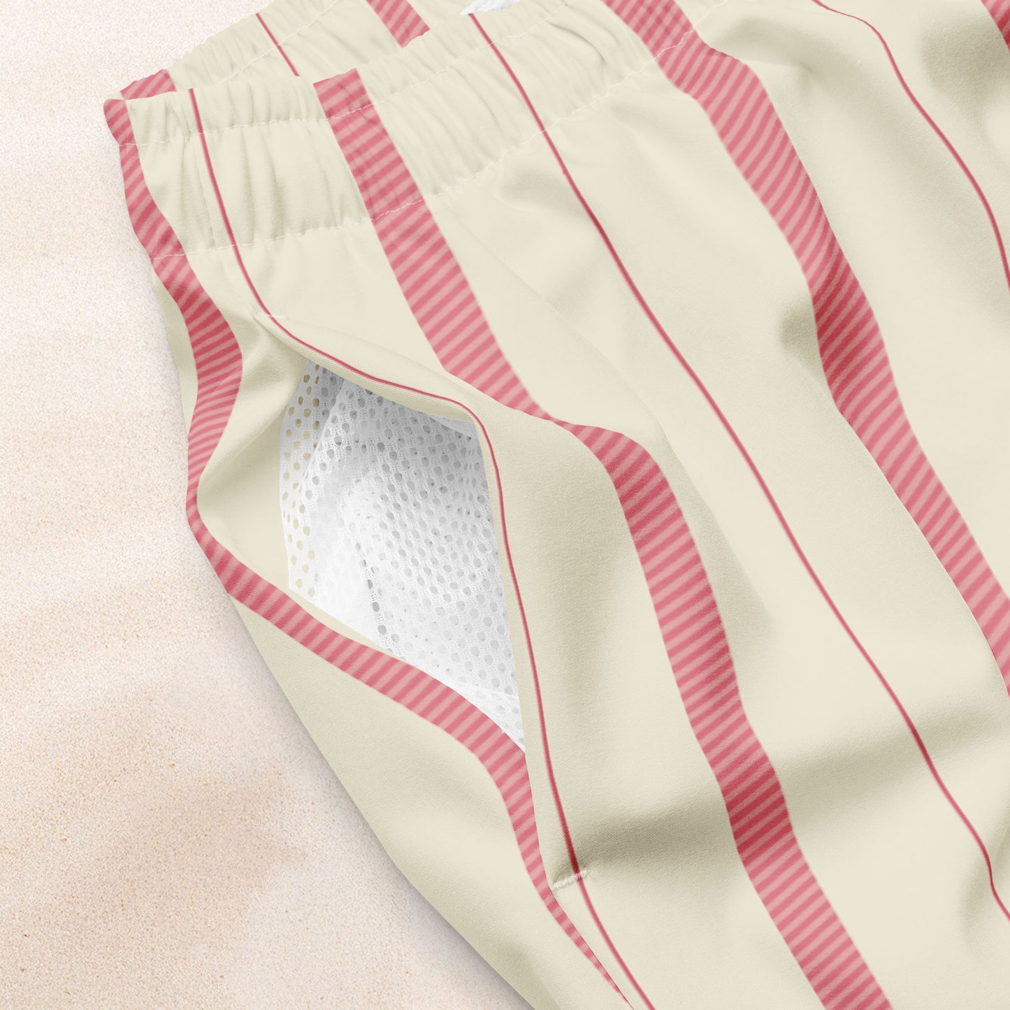 Salmon Taxi Stripe Eco-Friendly Swim Trunks