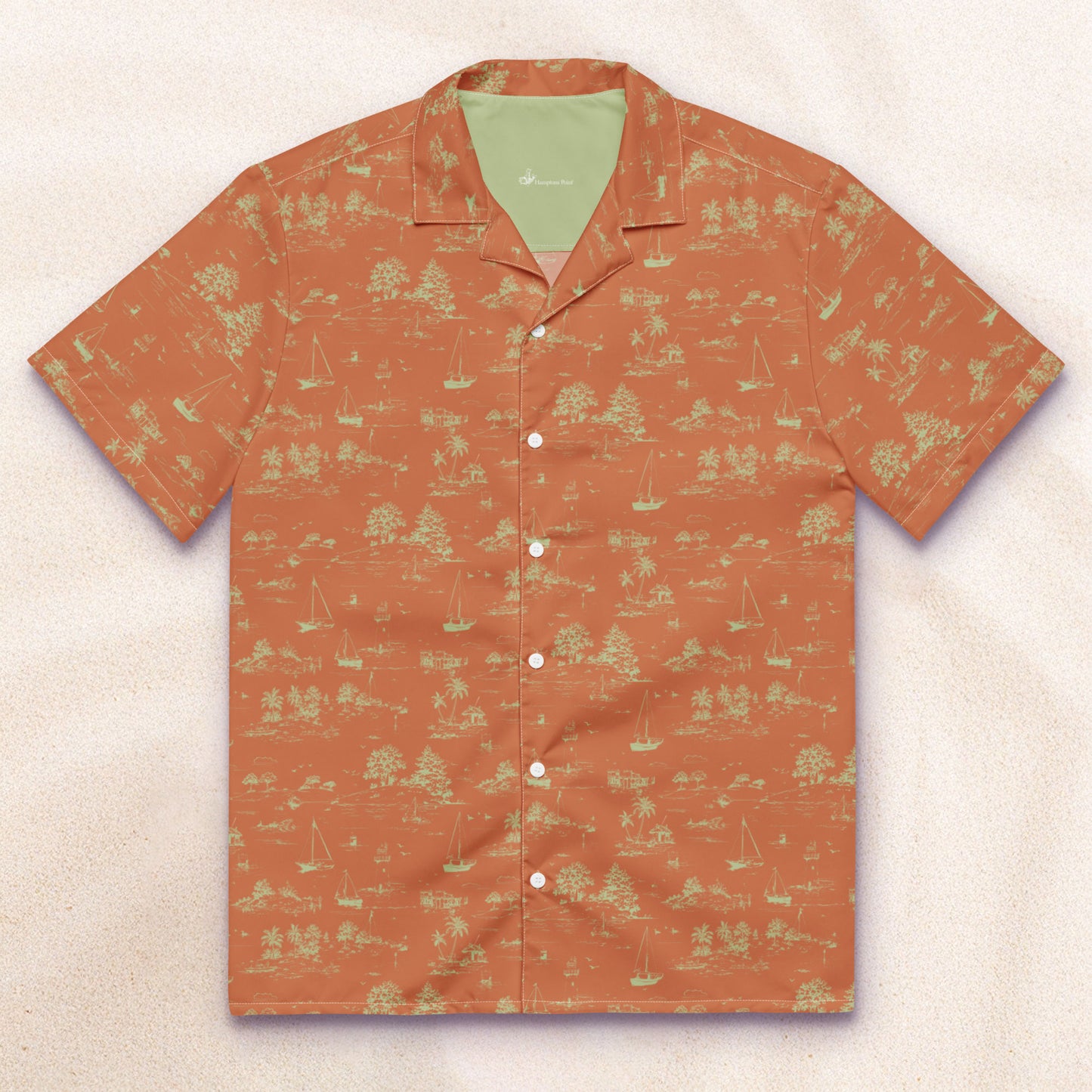 Seaside Toile Tropical Shirt – Rust and Moss
