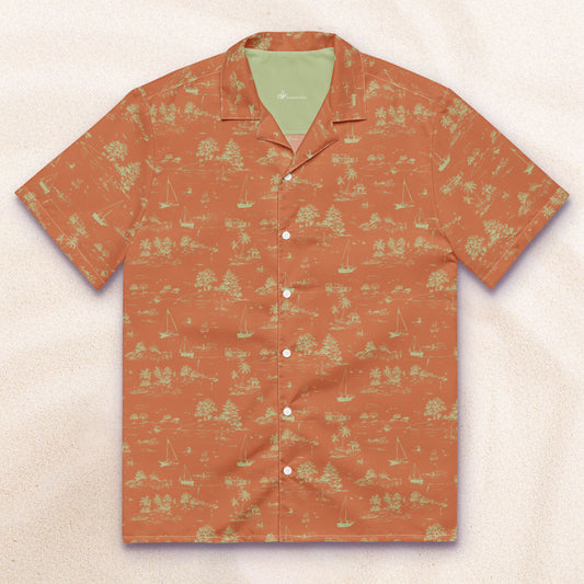 Seaside Toile Tropical Shirt – Rust and Moss