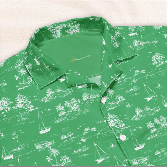 Seaside Toile Tropical Shirt – Palm Green