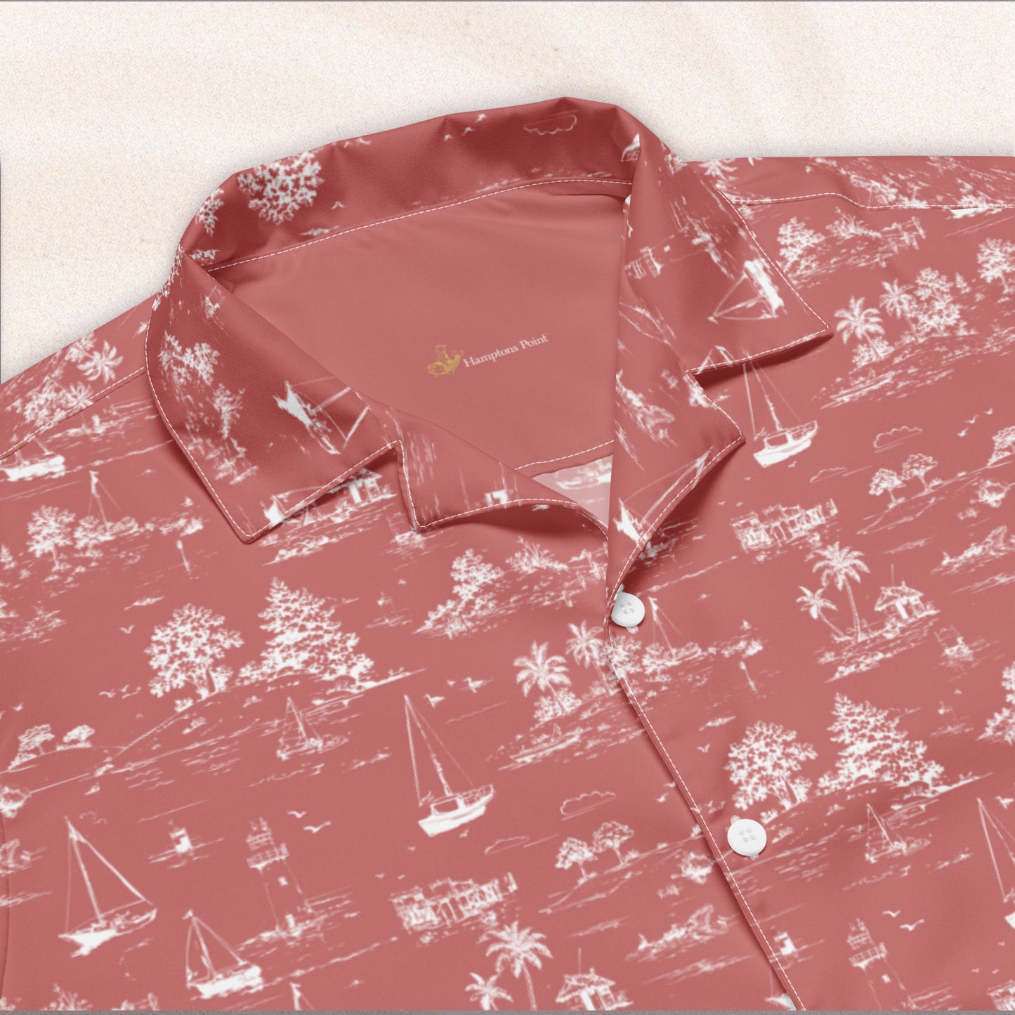 Seaside Toile Tropical Shirt – Nantucket Red
