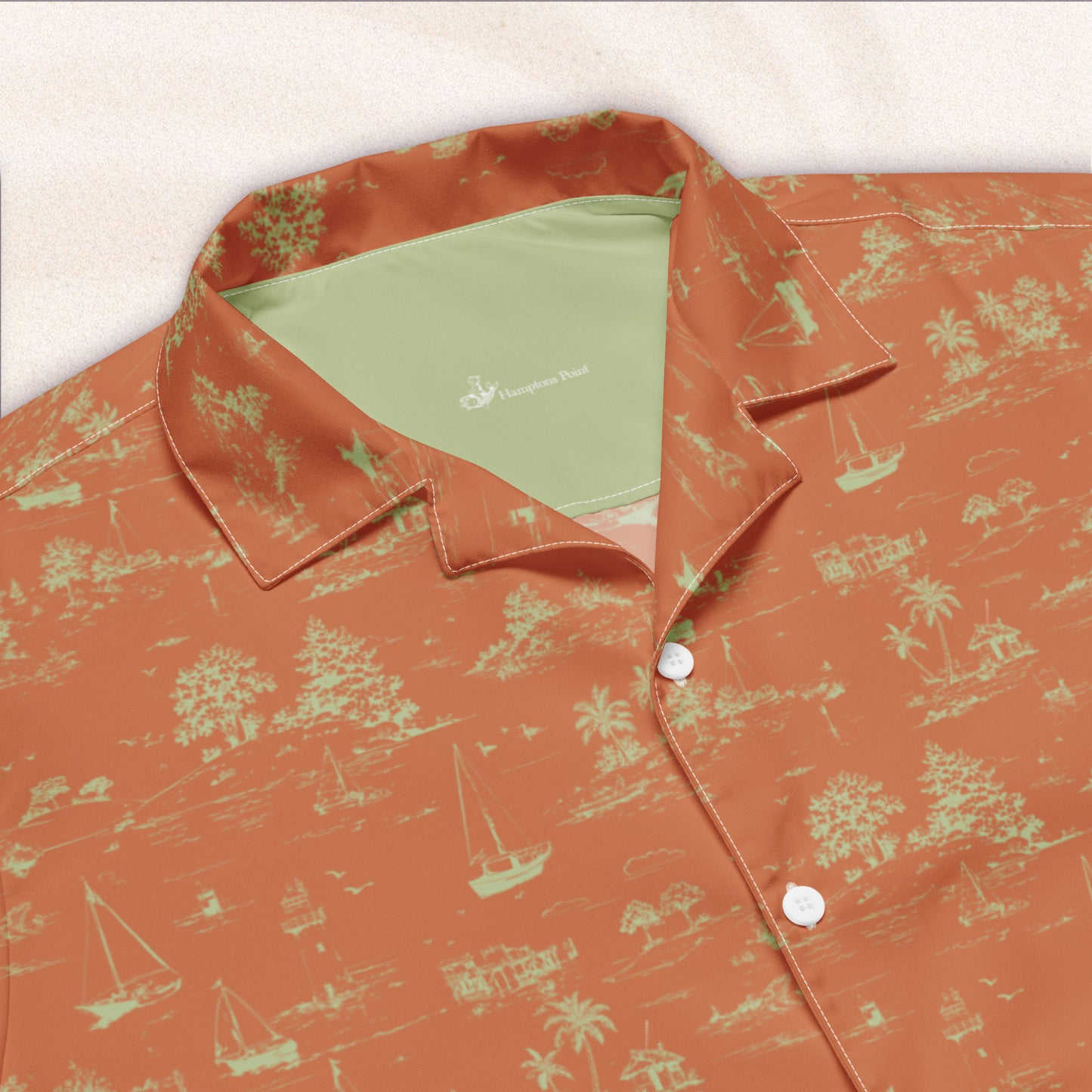Seaside Toile Tropical Shirt – Rust and Moss