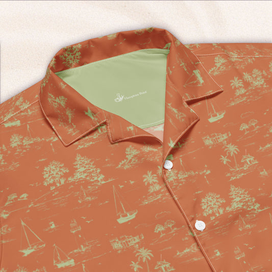Seaside Toile Tropical Shirt – Rust and Moss