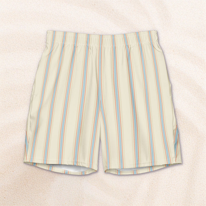 Blue and Cream Regatta Stripe Eco-Friendly Swim Trunks