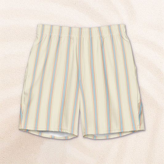 Blue and Cream Regatta Stripe Eco-Friendly Swim Trunks