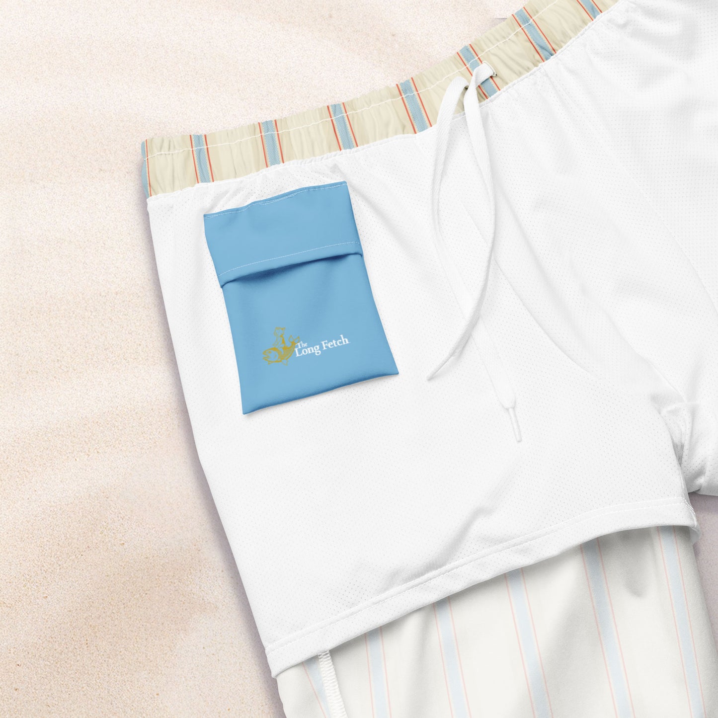 Blue and Cream Regatta Stripe Eco-Friendly Swim Trunks