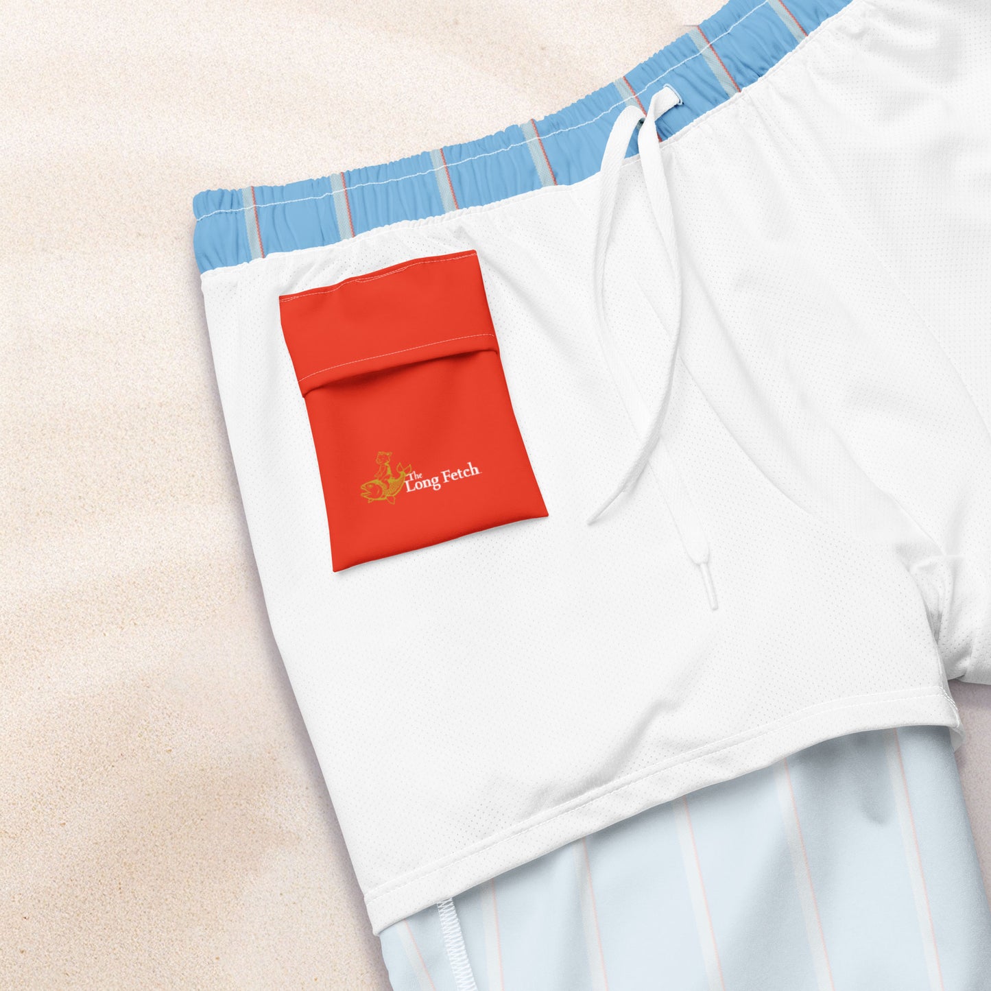 Sky Blue Taxi Stripe Eco-Friendly Swim Trunks