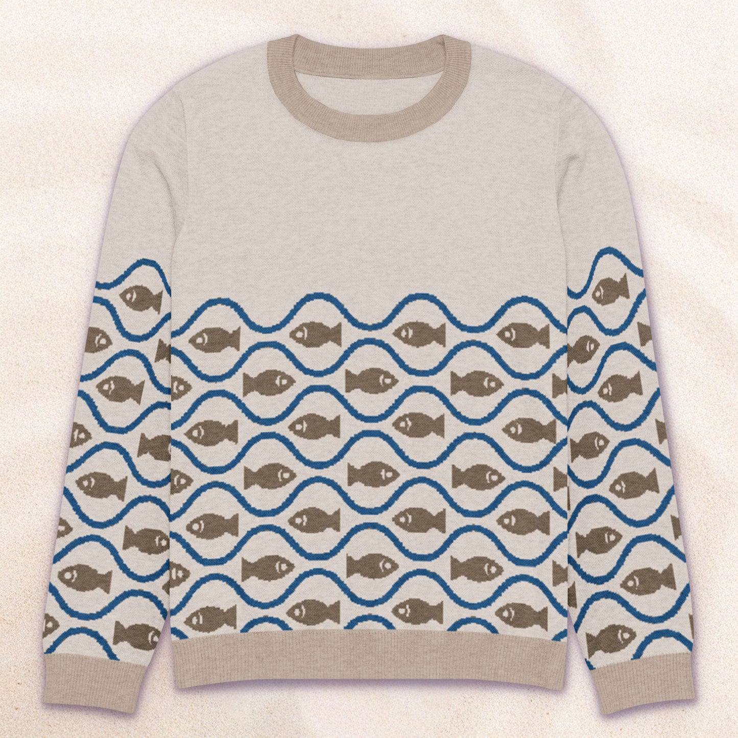 Fishy fish crew neck knit — sand