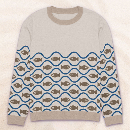 Fishy fish crew neck knit — sand