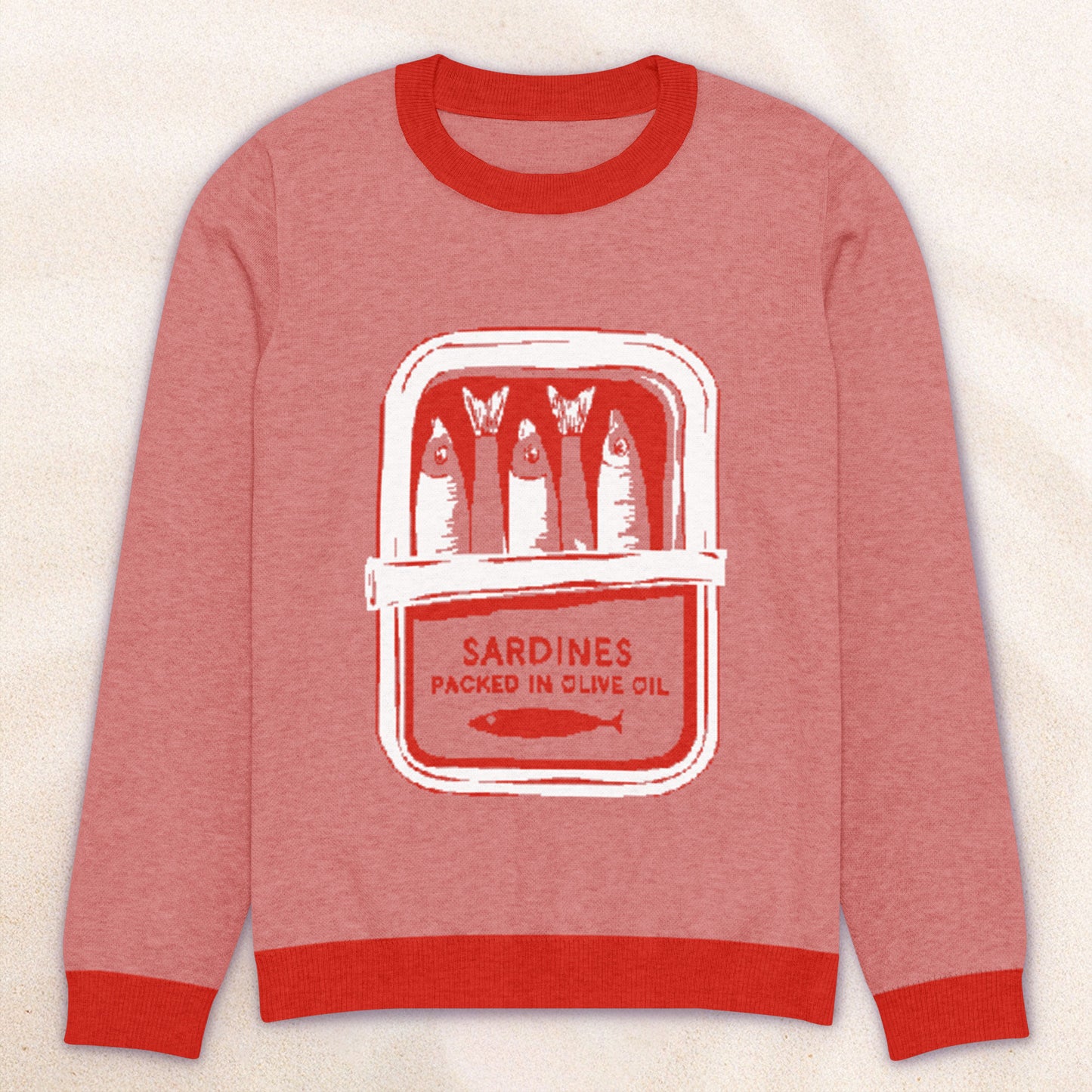 Cozy-as-a-Tin-of-Sardines Knit Sweater – Red/Coral