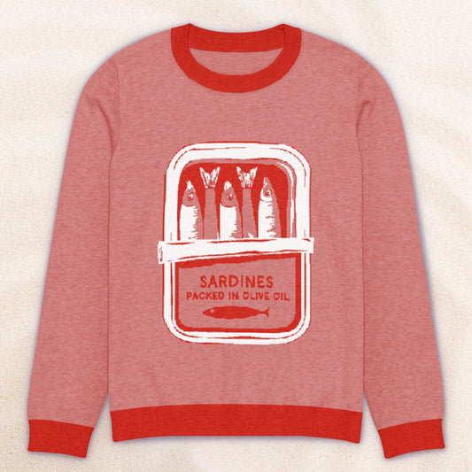 Cozy-as-a-Tin-of-Sardines Knit Sweater – Red/Coral