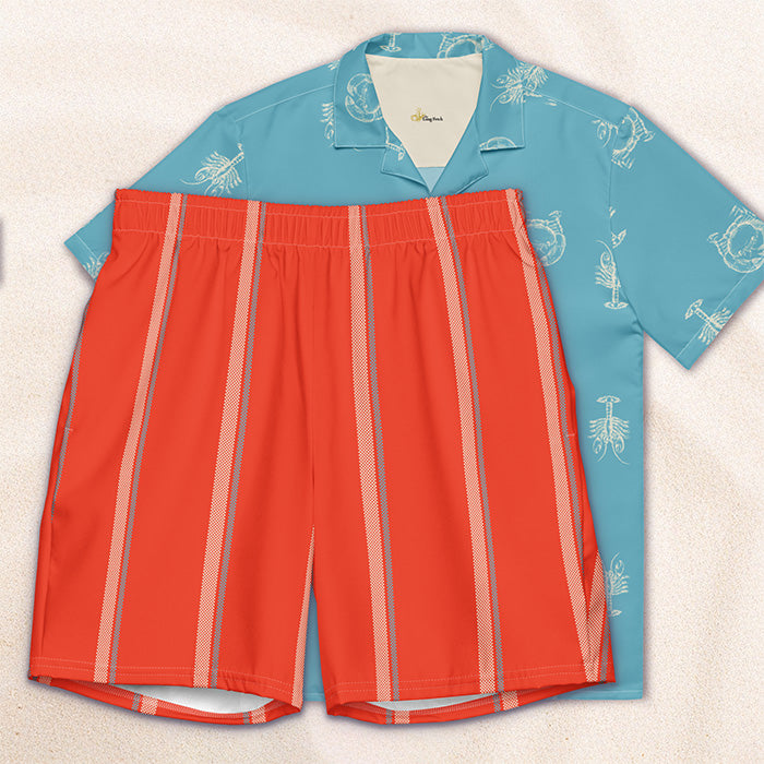 Red Taxi Stripe Eco-Friendly Swim Trunks
