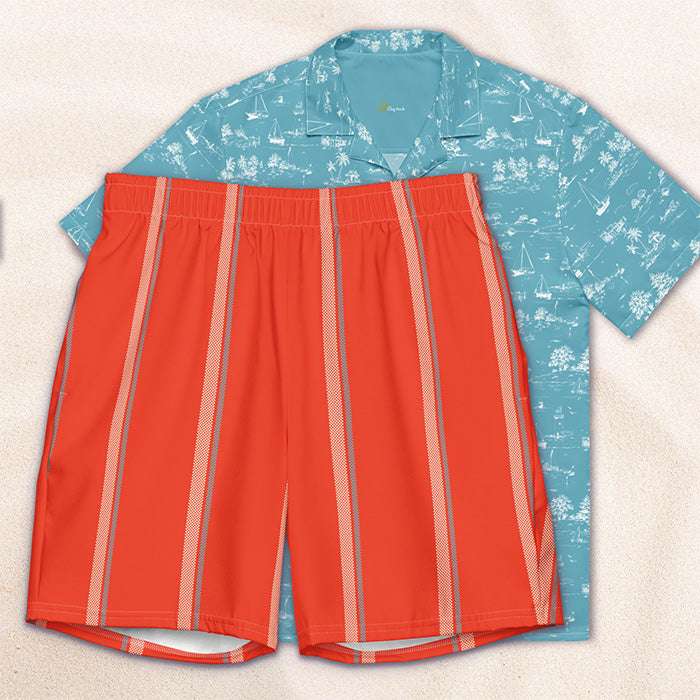 Red Taxi Stripe Eco-Friendly Swim Trunks