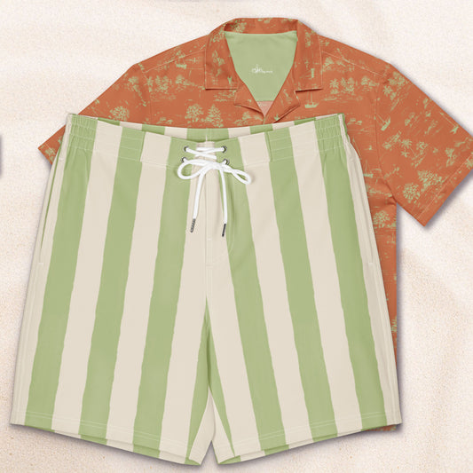 Seaside Toile Tropical Shirt – Rust and Moss