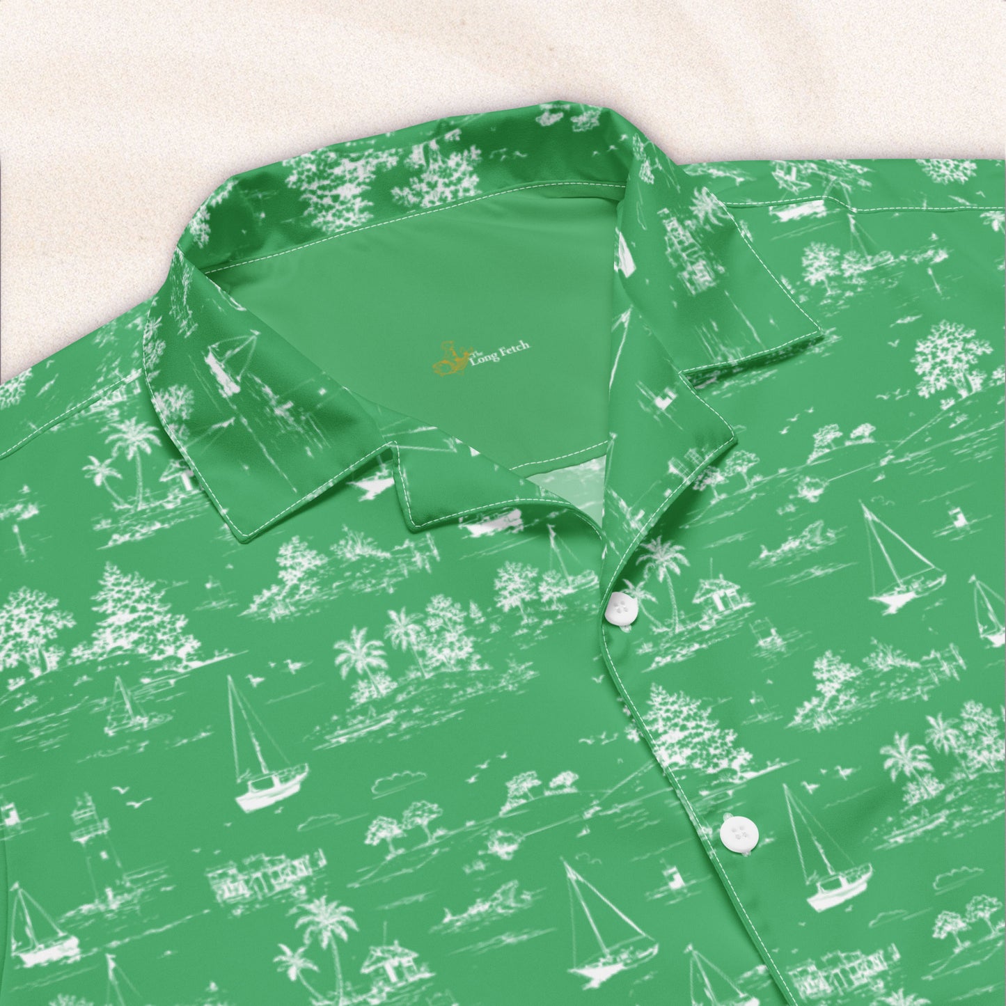 Seaside Toile Tropical Shirt – Palm Green