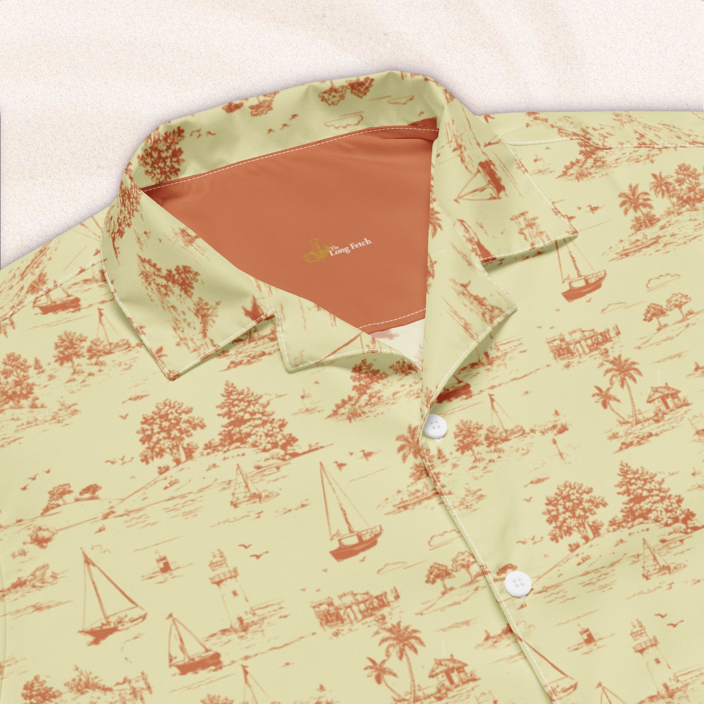 Seaside Toile Tropical Shirt – Cream and Rust (limited edition)