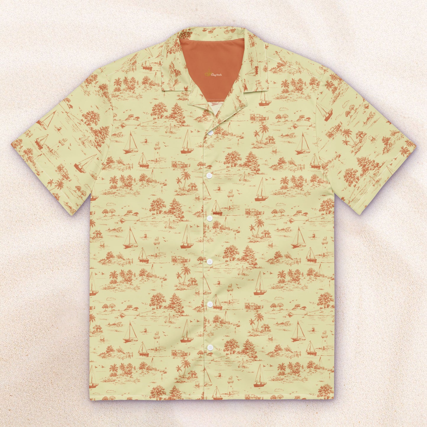 Seaside Toile Tropical Shirt – Cream and Rust (limited edition)