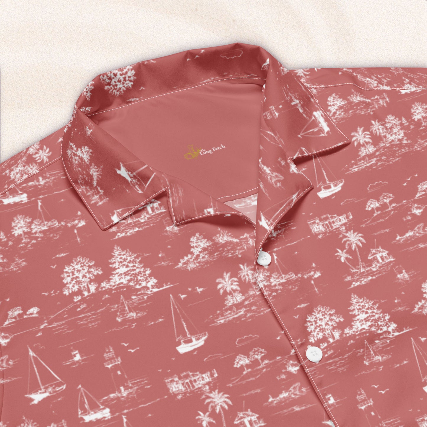 Seaside Toile Tropical Shirt – Red Fade