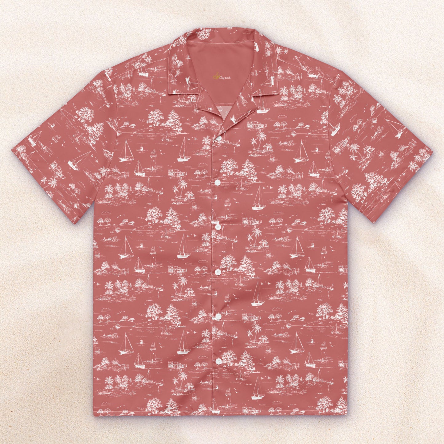 Seaside Toile Tropical Shirt – Red Fade