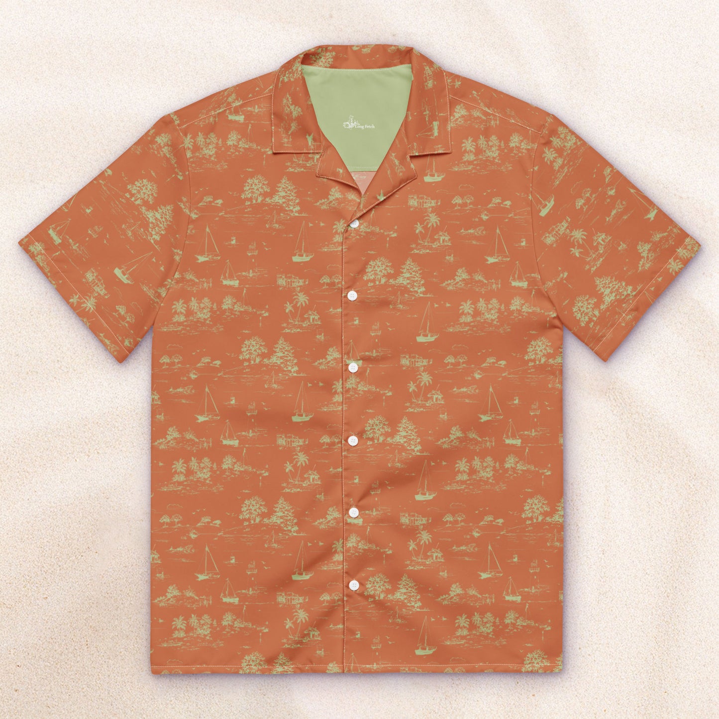 Seaside Toile Tropical Shirt – Rust and Moss