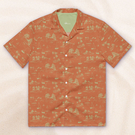 Seaside Toile Tropical Shirt – Rust and Moss