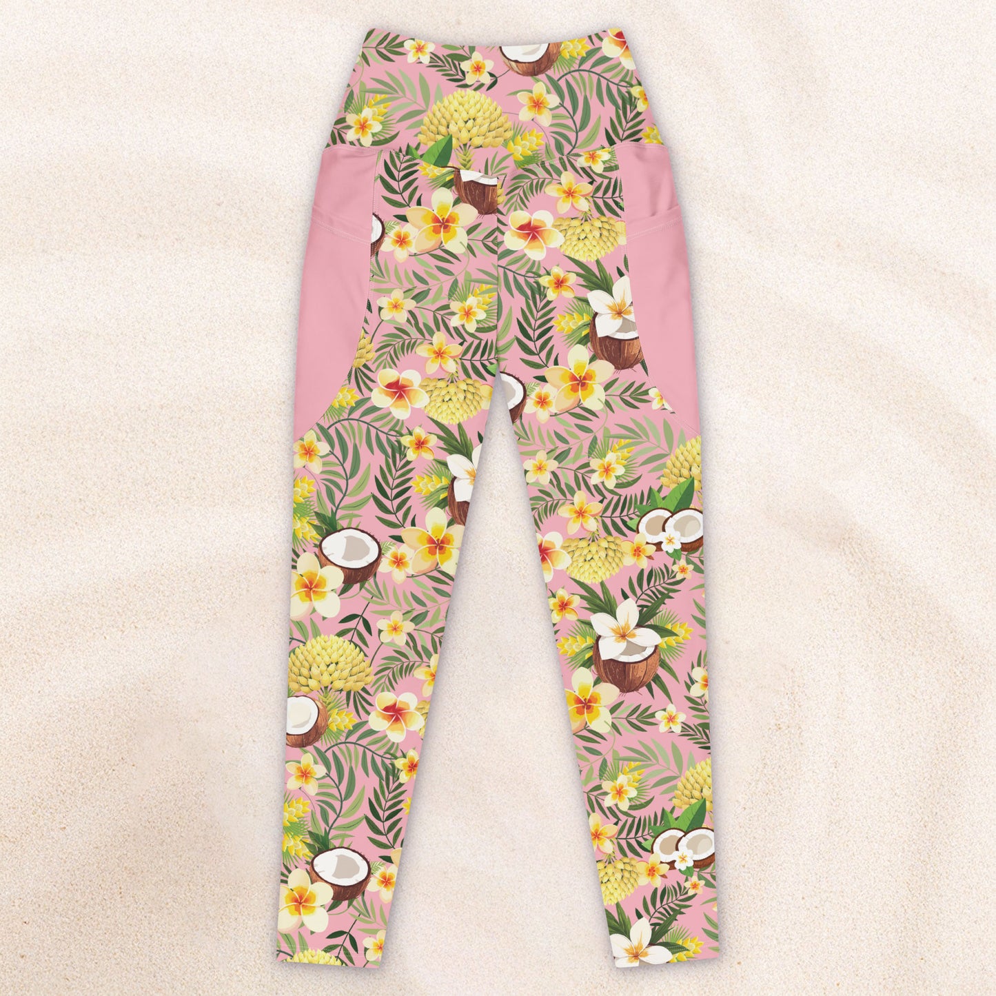 Tropicalia Yoga Leggings with Pockets – Shell Pink