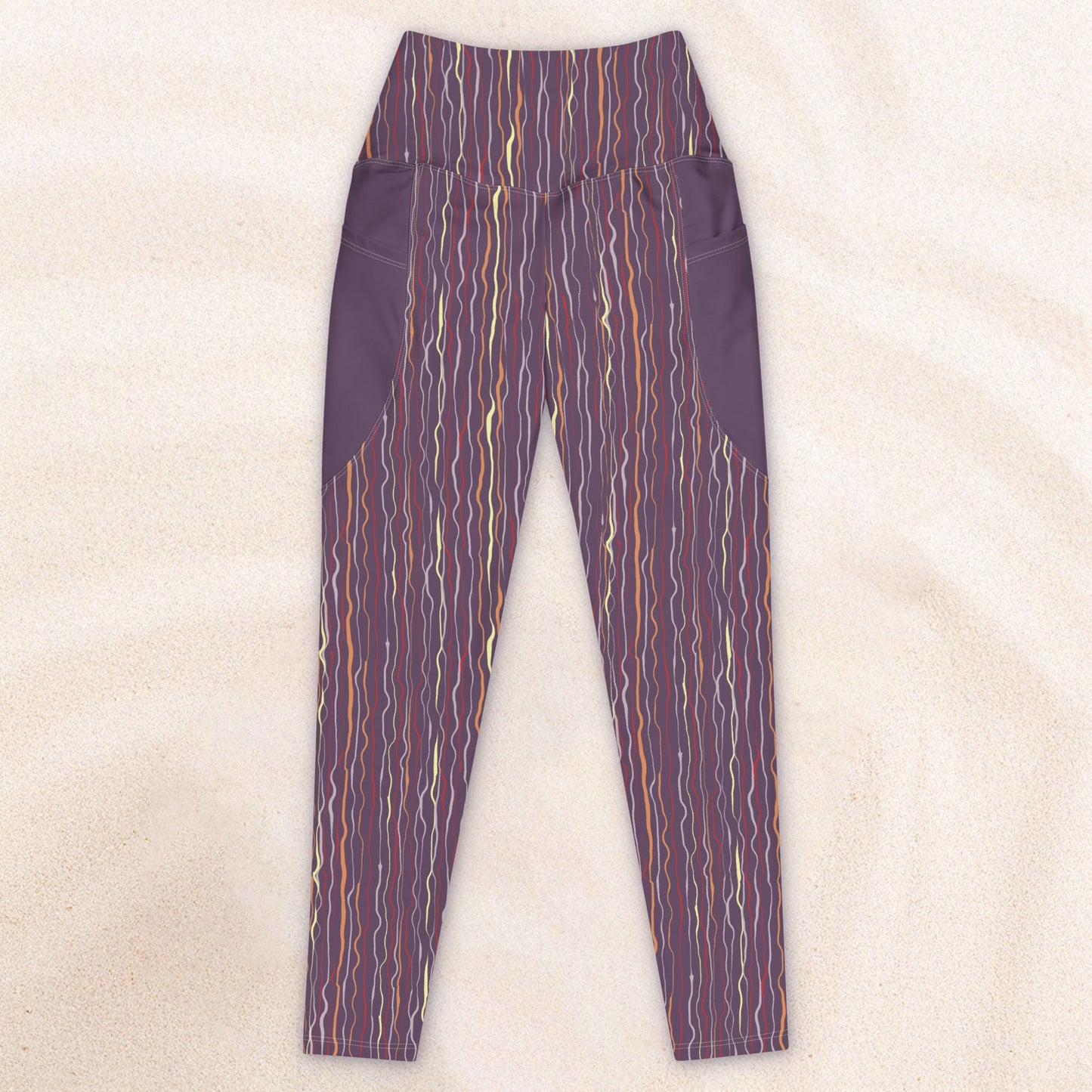 Tropicalia Stripe Yoga Leggings with Pockets – Violet