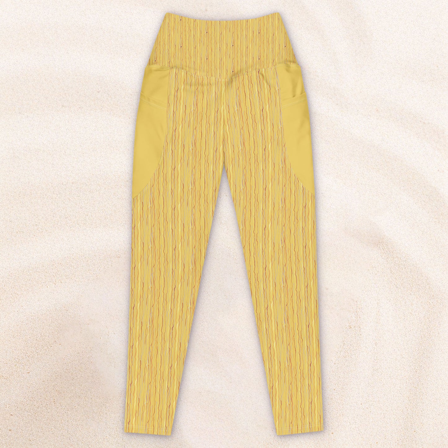 Tropicalia Stripe Yoga Leggings with Pockets – Gold